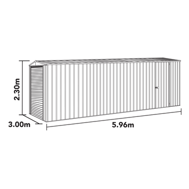 Absco 3.00mW x 5.96mD x 2.30mH Highlander Garage with Roller Shutter Door - Pale Eucalypt - Shed City